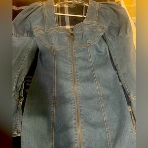 Jean dress! Body fitting dress! Never worn tag still on dress.